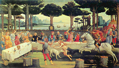 The Story of Nastagio Degli Onesti Banquet in the Pine Forest Sandro Botticelli